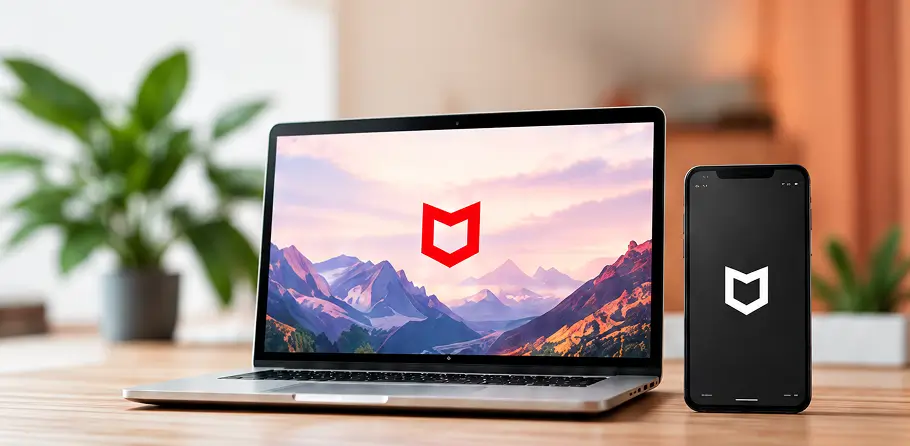 Notebook e celular protegidos pela McAfee